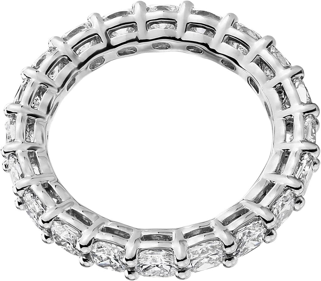 14K Gold Plated Eternity Ring for Women - Square-Cut Cubic Zirconia Rings - Stackable Love Wedding Band